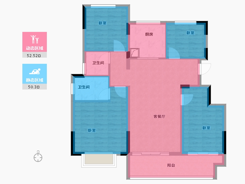 浙江省-宁波市-中南·春风江南院-91.98-户型库-动静分区