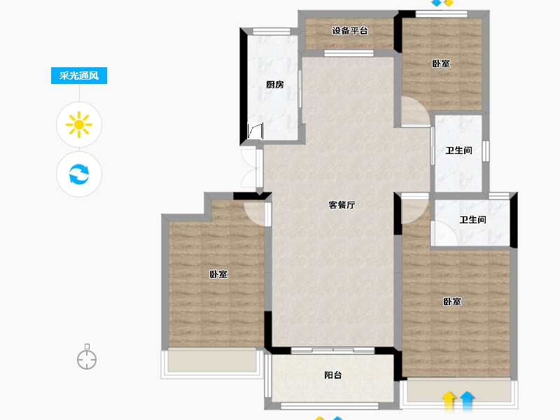 河南省-许昌市-恒达玖玺府-108.99-户型库-采光通风