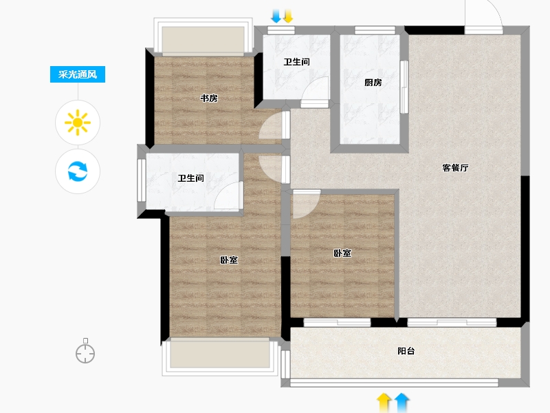 江苏省-南京市-滨江嘉品-86.01-户型库-采光通风