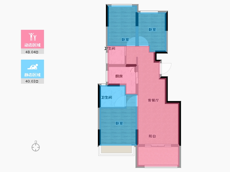 浙江省-宁波市-溪山华庭-78.00-户型库-动静分区