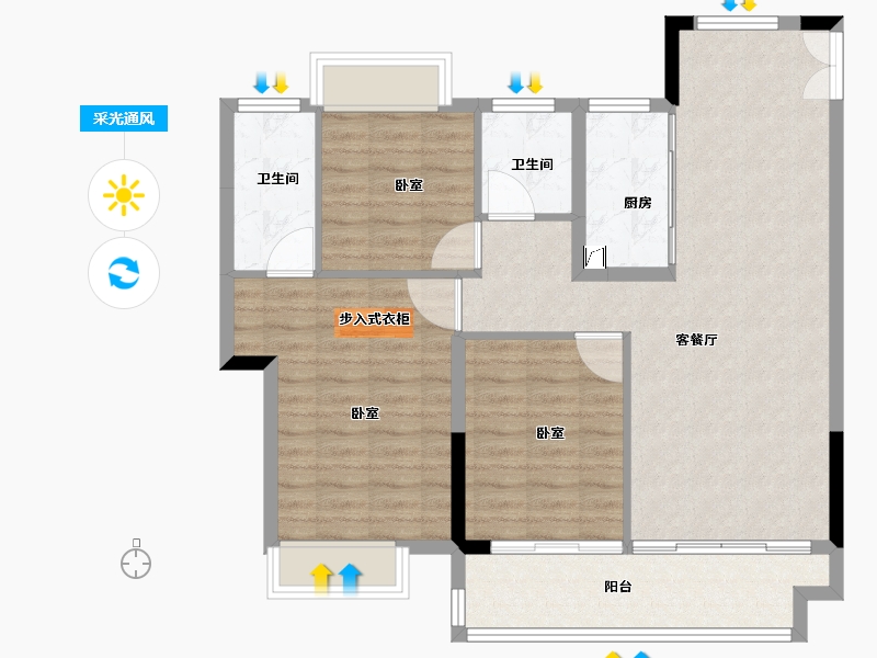 江西省-赣州市-嘉福·樾府-96.01-户型库-采光通风