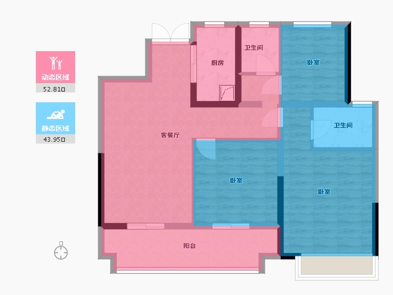 安徽省-安庆市-桐城国翠公馆-85.75-户型库-动静分区