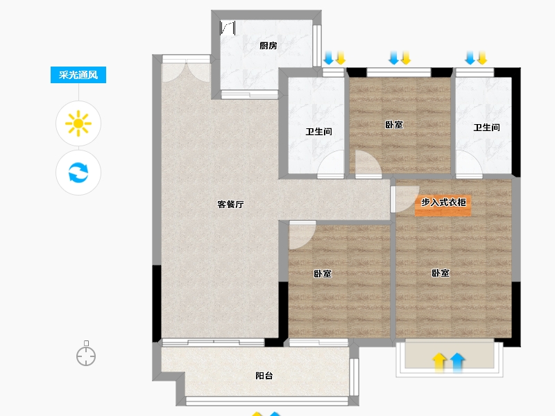 江西省-赣州市-嘉福·樾府-79.01-户型库-采光通风