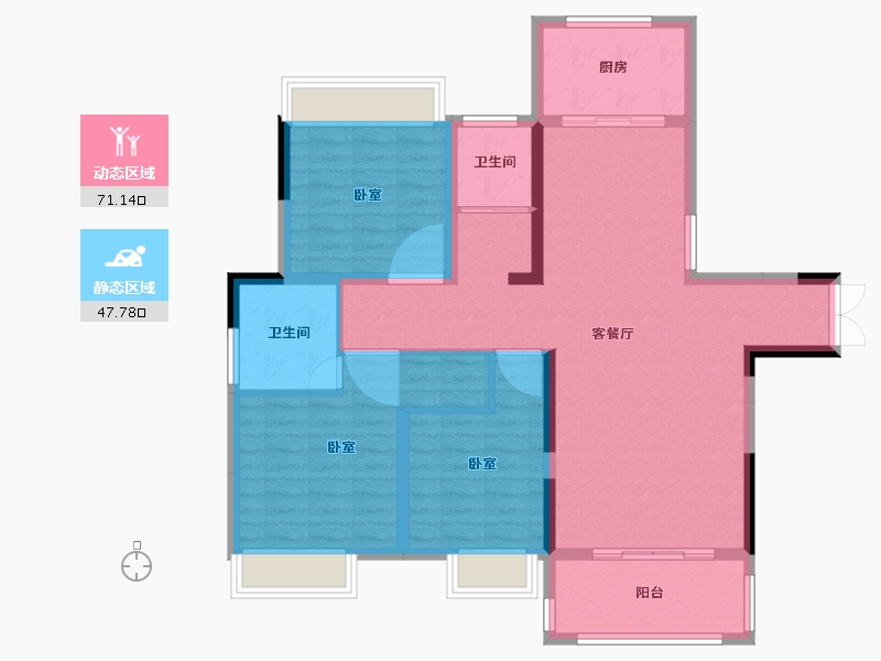 河南省-南阳市-上海花园-107.07-户型库-动静分区