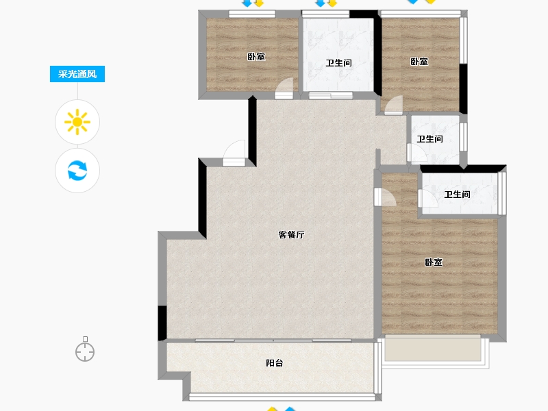 安徽省-合肥市-碧桂园玺园-91.99-户型库-采光通风