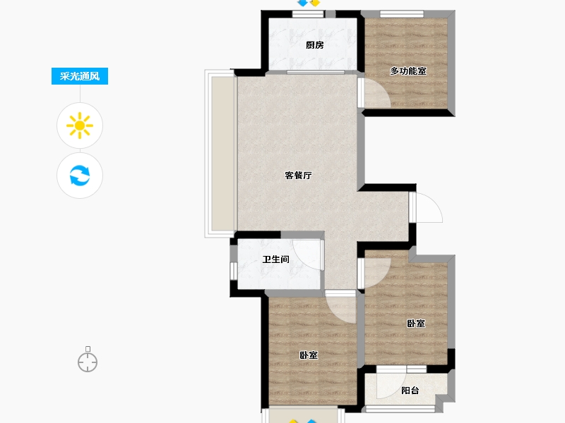 山东省-青岛市-金科弘阳集美时光-71.00-户型库-采光通风