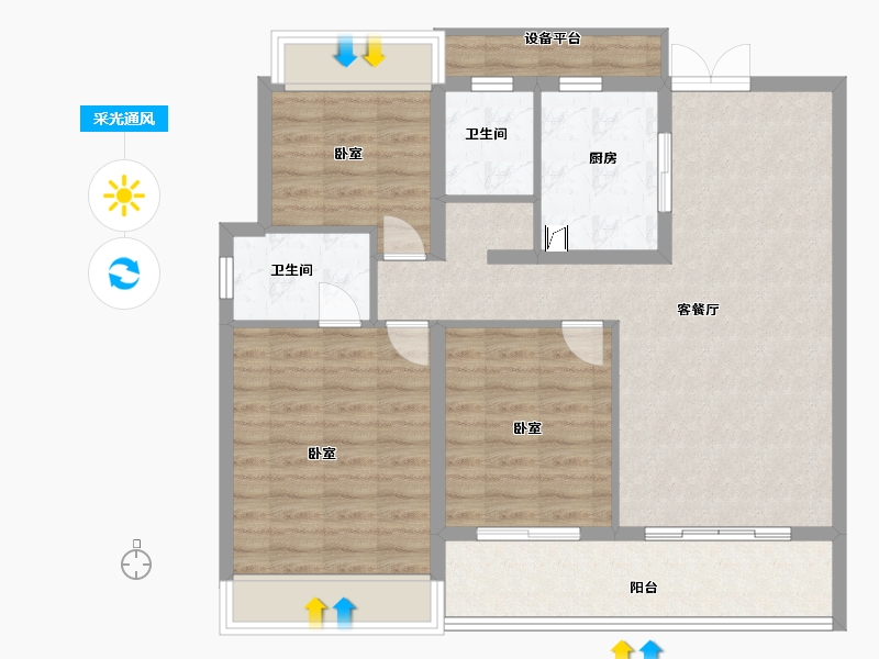 浙江省-丽水市-华鸿云悦尚品苑-95.00-户型库-采光通风