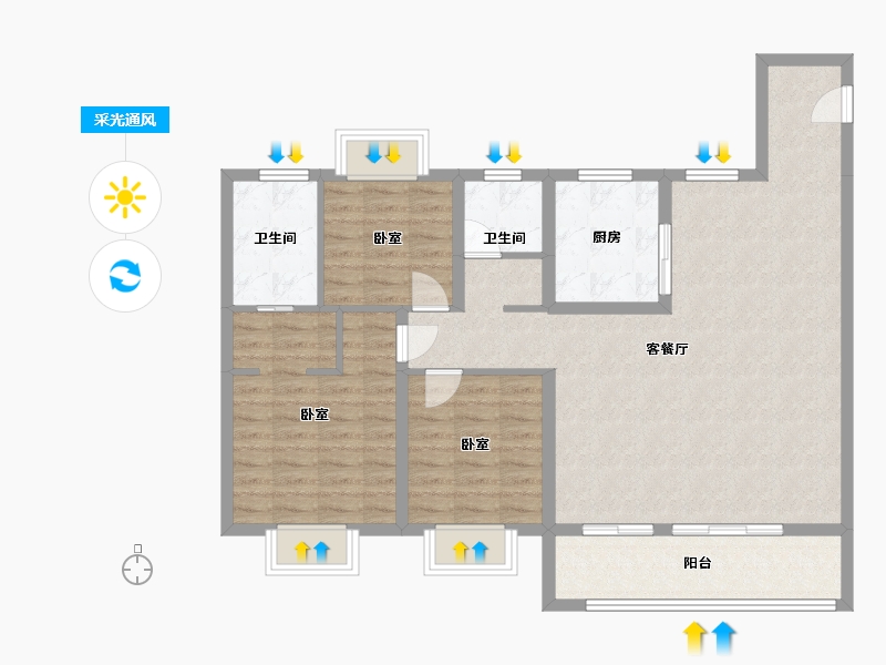 江苏省-无锡市-愉樾天成-102.64-户型库-采光通风