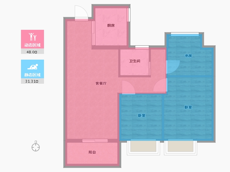 江苏省-无锡市-万科梅里上城-71.11-户型库-动静分区