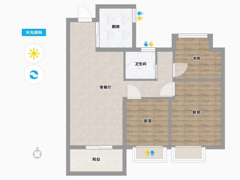 江苏省-无锡市-万科梅里上城-71.11-户型库-采光通风