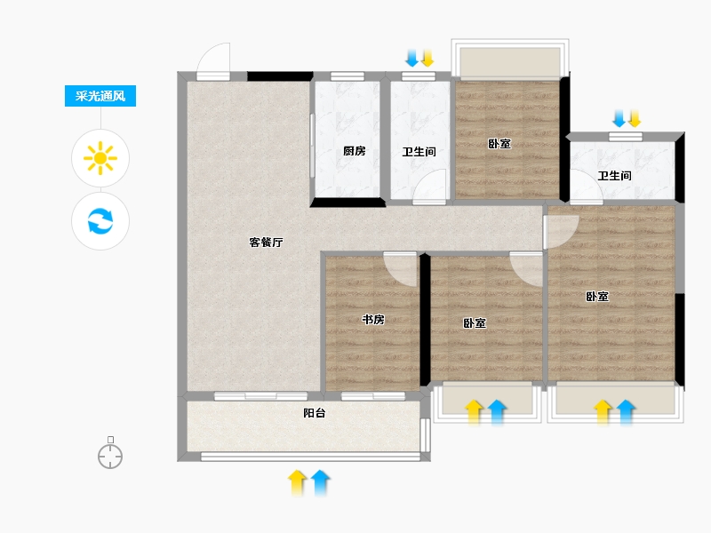 江苏省-南京市-滨江嘉品-100.00-户型库-采光通风