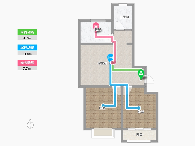 山东省-青岛市-三龙天津花园-76.00-户型库-动静线