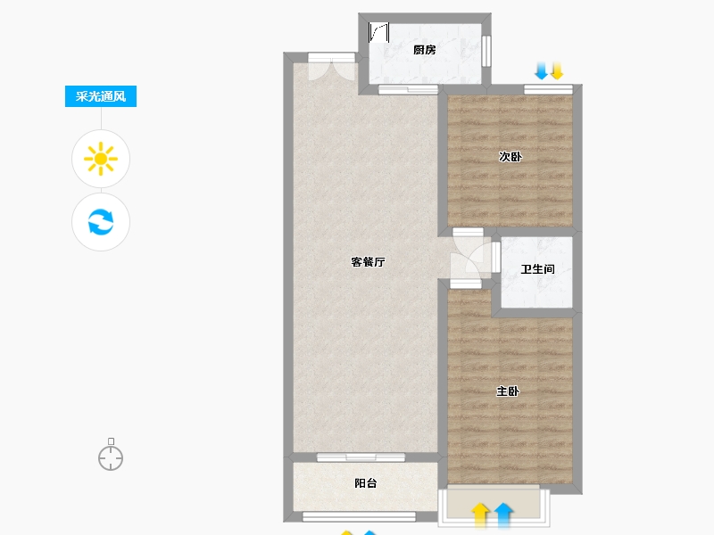 甘肃省-天水市-天麟名城苑-74.52-户型库-采光通风