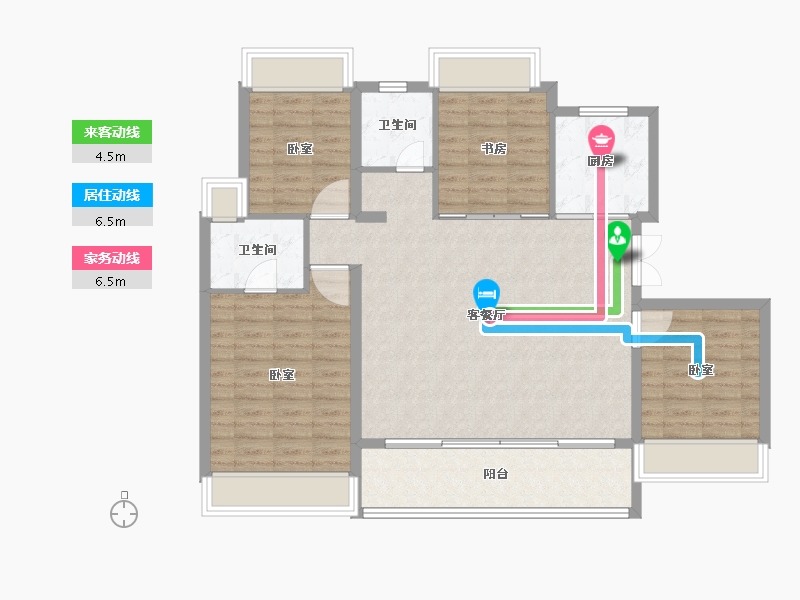 江苏省-苏州市-印象平江花园-107.00-户型库-动静线