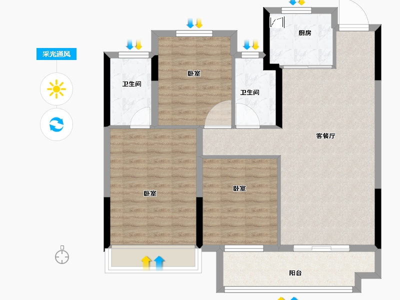 安徽省-黄山市-黄山弘元新安郡-88.29-户型库-采光通风