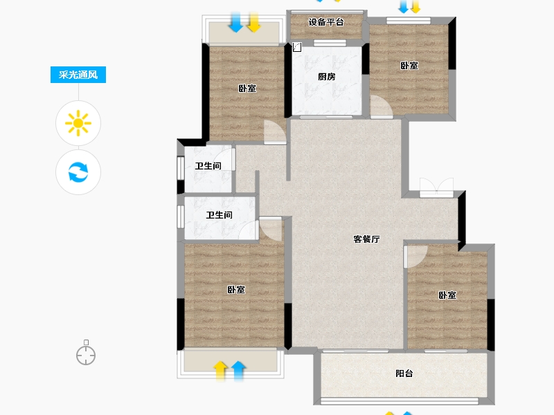 浙江省-丽水市-华鸿云悦尚品苑-103.00-户型库-采光通风