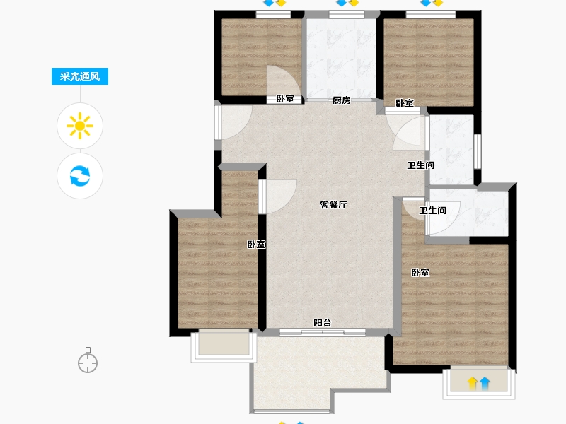 江苏省-宿迁市-祥生·东方樾-100.00-户型库-采光通风