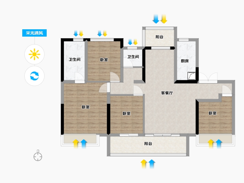 江苏省-徐州市-金泰·悦城-109.00-户型库-采光通风