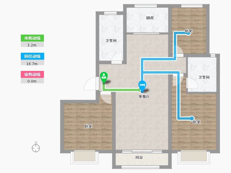 山东省-青岛市-三龙天津花园-101.00-户型库-动静线