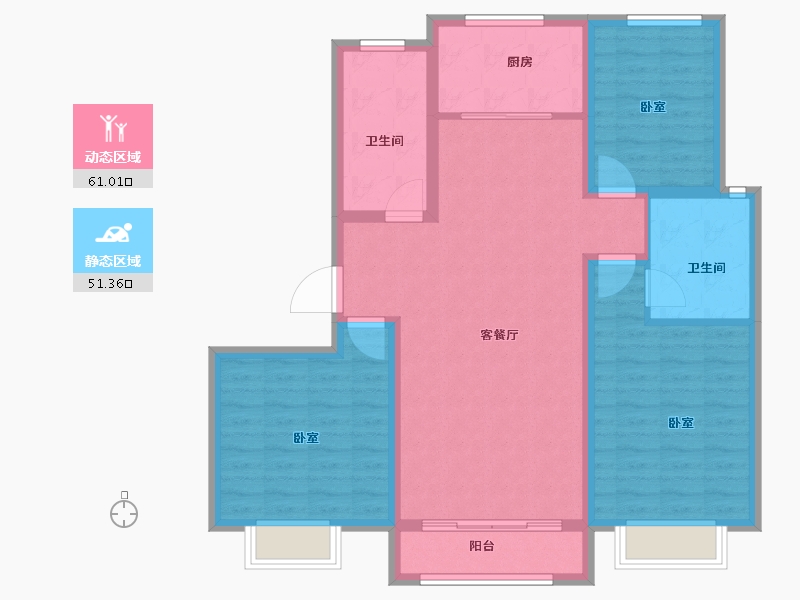 山东省-青岛市-三龙天津花园-101.00-户型库-动静分区