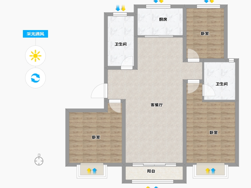 山东省-青岛市-三龙天津花园-101.00-户型库-采光通风