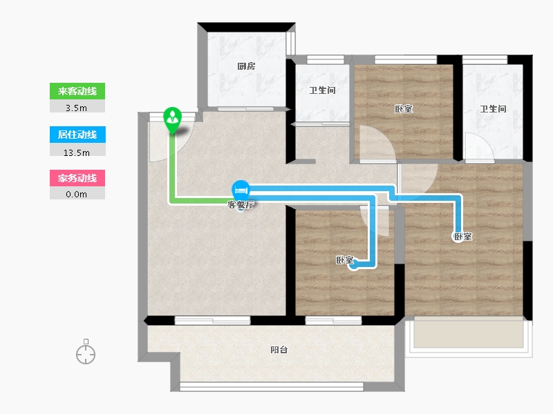 河南省-南阳市-泰美嘉·香溪里-72.13-户型库-动静线