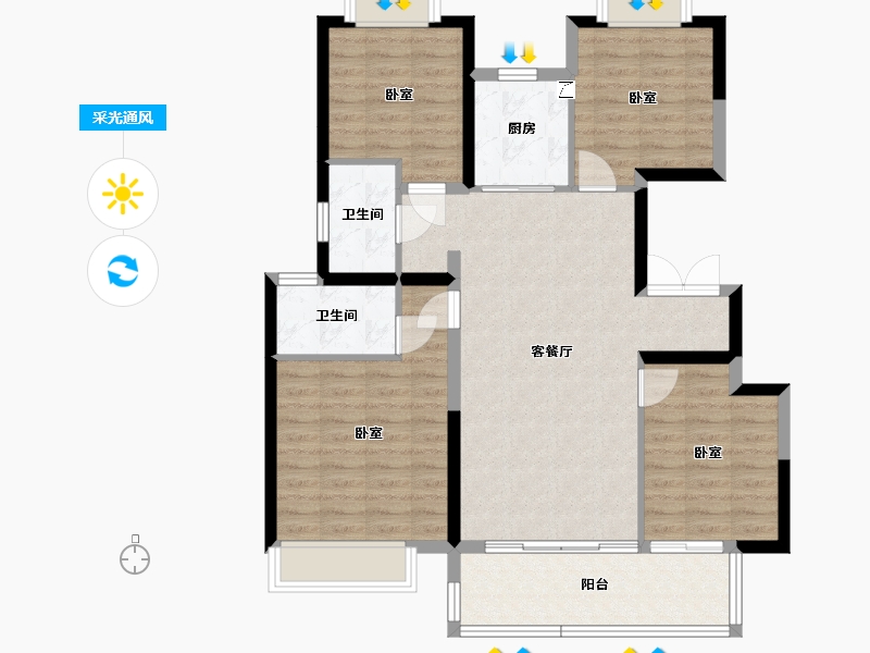 江苏省-徐州市-金泰·悦城-98.00-户型库-采光通风