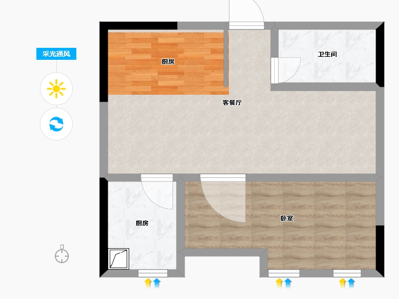 河南省-郑州市-万熙天地-56.98-户型库-采光通风