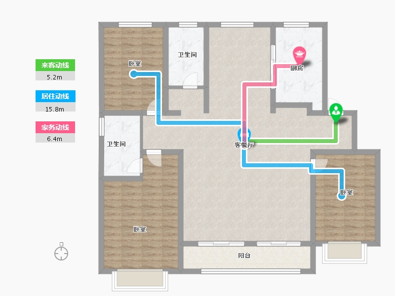 山东省-青岛市-三龙天津花园-127.00-户型库-动静线