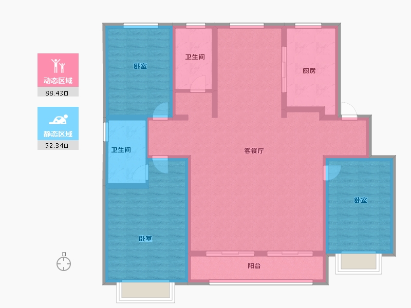 山东省-青岛市-三龙天津花园-127.00-户型库-动静分区