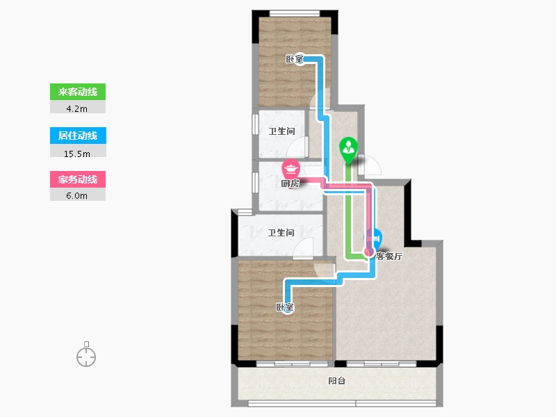 浙江省-宁波市-滨江新希望滨辰府-76.66-户型库-动静线