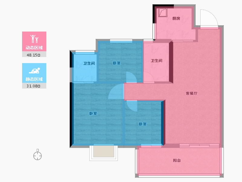 福建省-龙岩市-金域荣居-71.00-户型库-动静分区