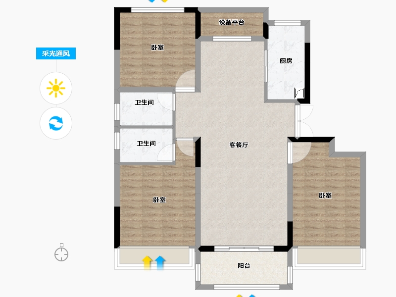 河南省-许昌市-恒达玖玺府-106.99-户型库-采光通风