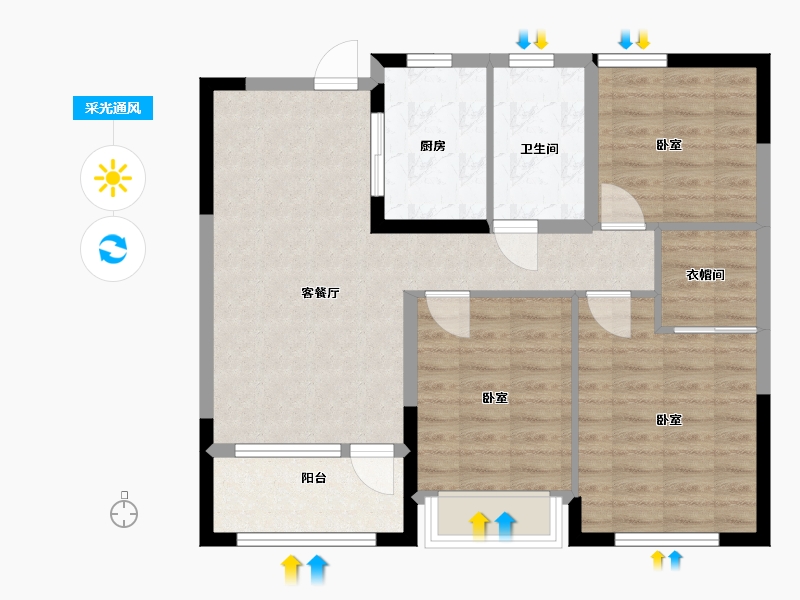 山东省-青岛市-慧通理想之城-84.00-户型库-采光通风