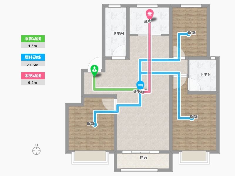 山东省-青岛市-三龙天津花园-109.00-户型库-动静线