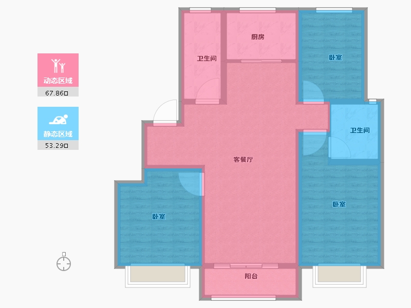 山东省-青岛市-三龙天津花园-109.00-户型库-动静分区