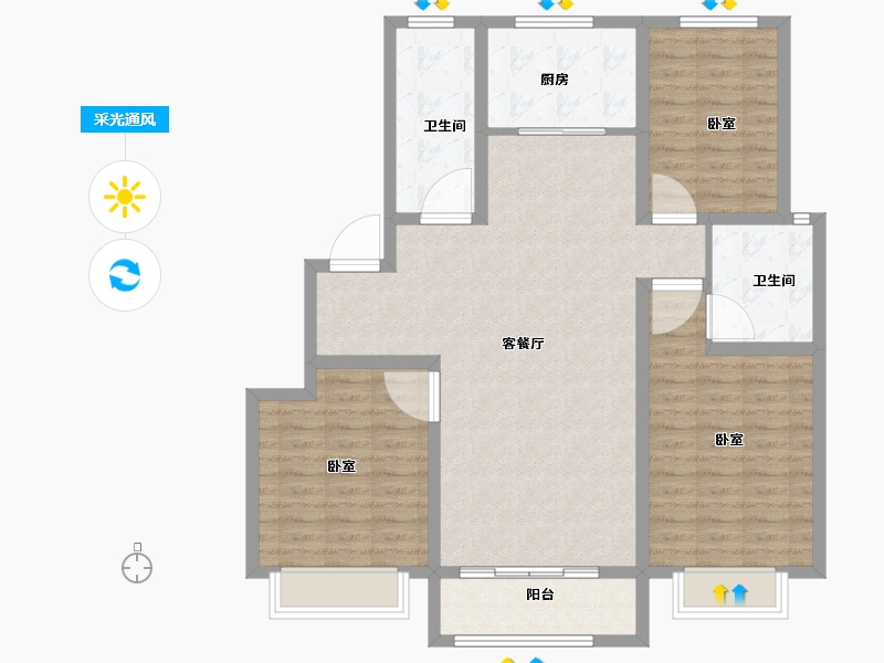 山东省-青岛市-三龙天津花园-109.00-户型库-采光通风