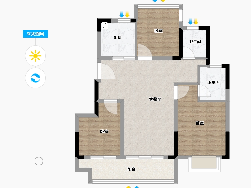 安徽省-合肥市-春风景里-79.00-户型库-采光通风