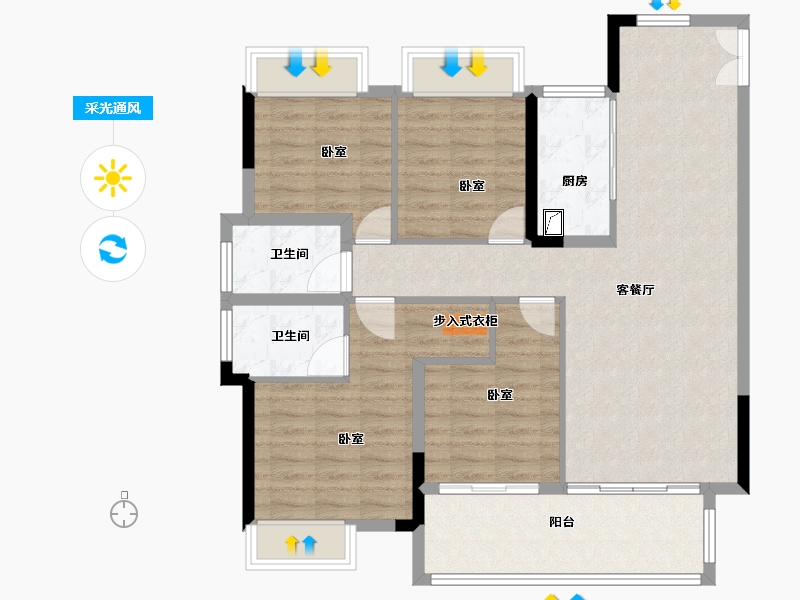 江西省-赣州市-嘉福·樾府-102.00-户型库-采光通风