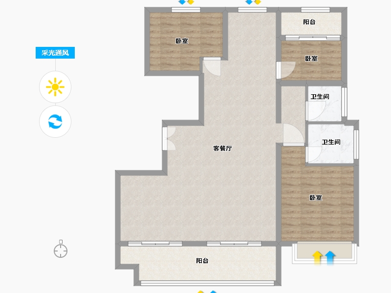 安徽省-安庆市-东方城市公园-110.00-户型库-采光通风