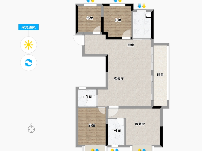 安徽省-黄山市-黄山弘元新安郡-99.00-户型库-采光通风