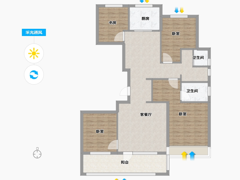 山东省-威海市-佳源海棠府-112.20-户型库-采光通风