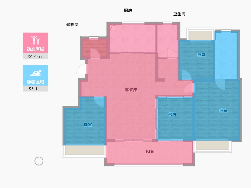 江苏省-无锡市-万科梅里上城-113.55-户型库-动静分区