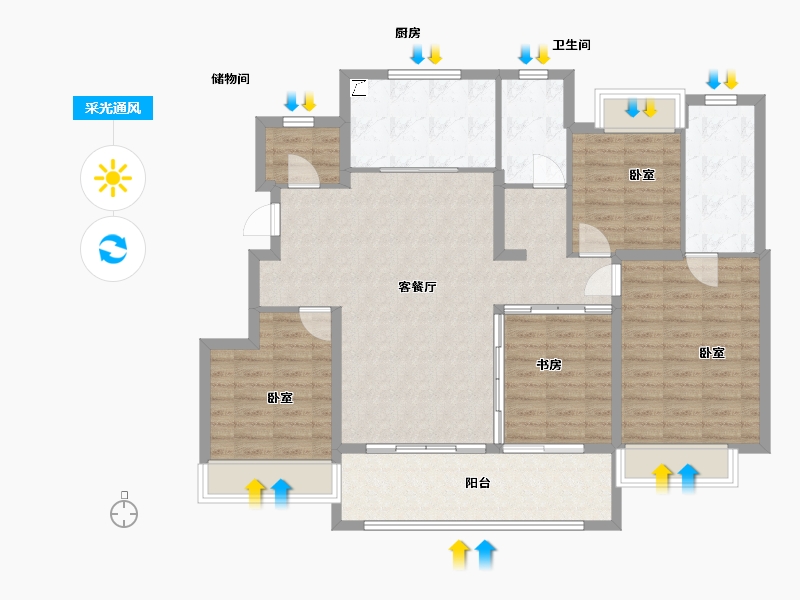 江苏省-无锡市-万科梅里上城-113.55-户型库-采光通风