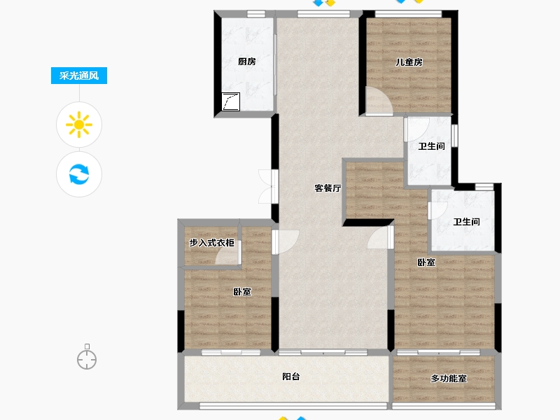 河南省-郑州市-绿城·湖畔雲庐-118.57-户型库-采光通风