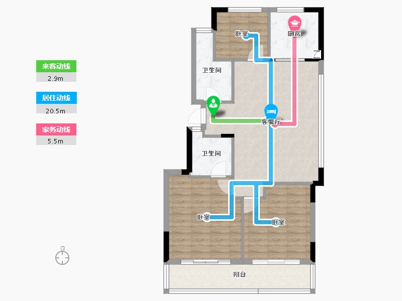 浙江省-宁波市-滨江新希望滨辰府-89.00-户型库-动静线