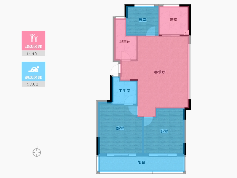 浙江省-宁波市-滨江新希望滨辰府-89.00-户型库-动静分区