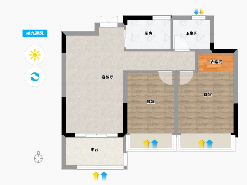 河南省-许昌市-恒达玖玺府-64.99-户型库-采光通风