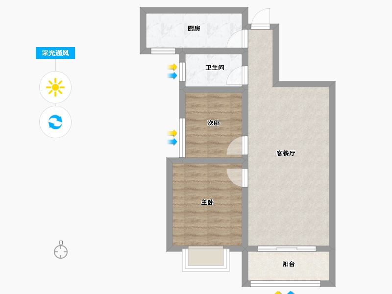 山西省-太原市-太行悦泉苑-57.66-户型库-采光通风