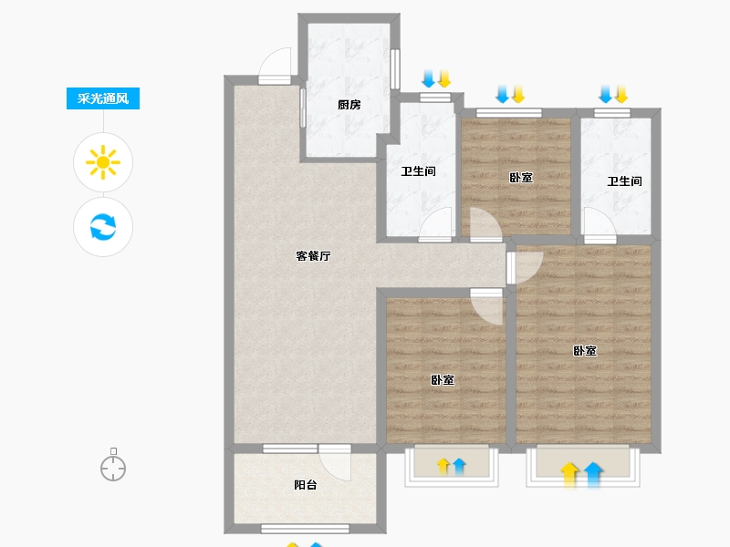 山东省-青岛市-海信东山府-95.00-户型库-采光通风